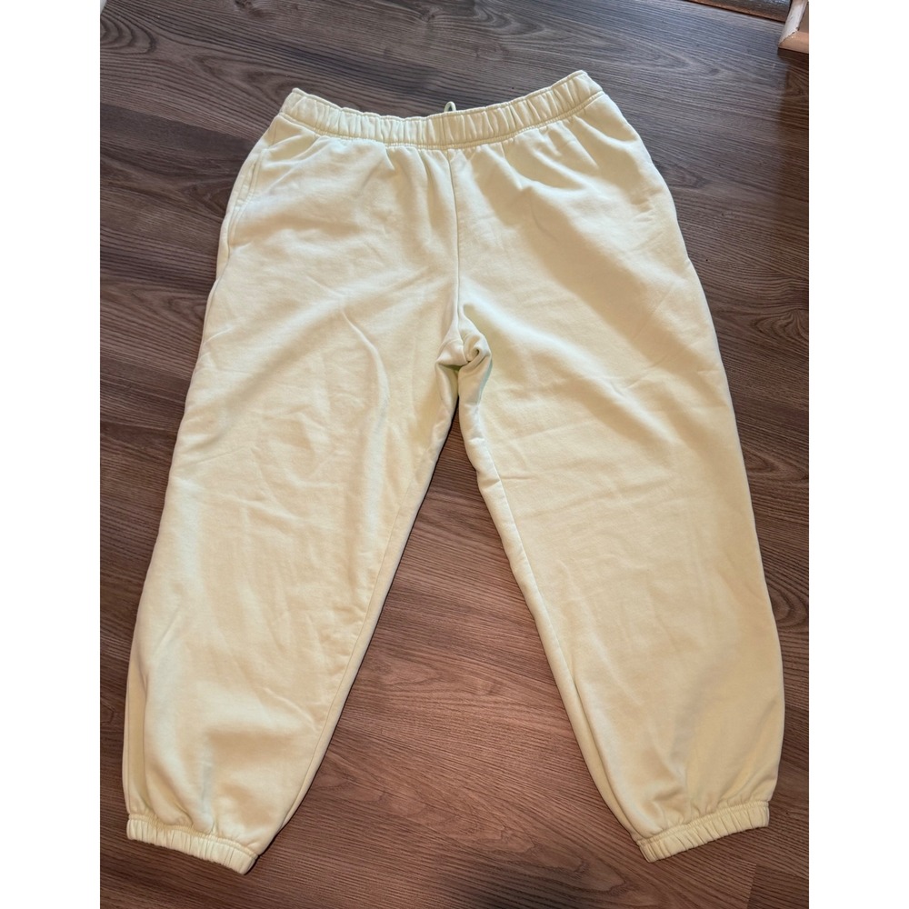 Athleta Women's sz XL Pale Lime Green High Rise Fleece Jogger Sweatpants Pockets